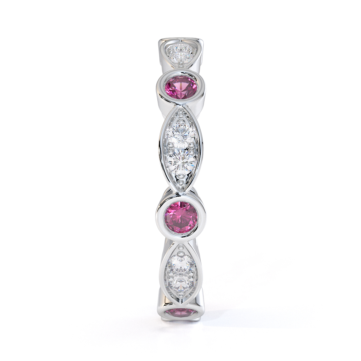 Gold / Platinum Pink Sapphire and Diamond Full Eternity Ring RZ1510