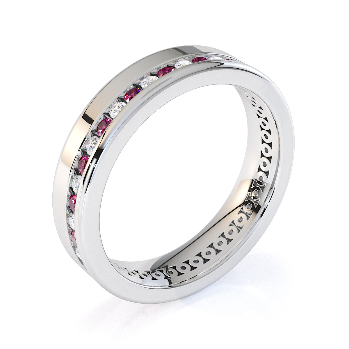 Gold / Platinum Pink Sapphire and Diamond Full Eternity Ring RZ1514