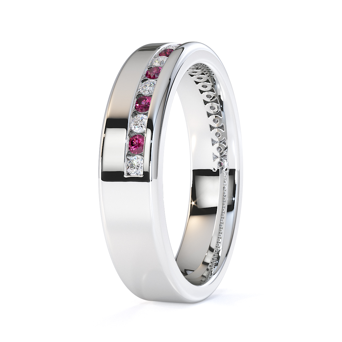 Gold / Platinum Pink Sapphire and Diamond Half Eternity Ring RZ1515