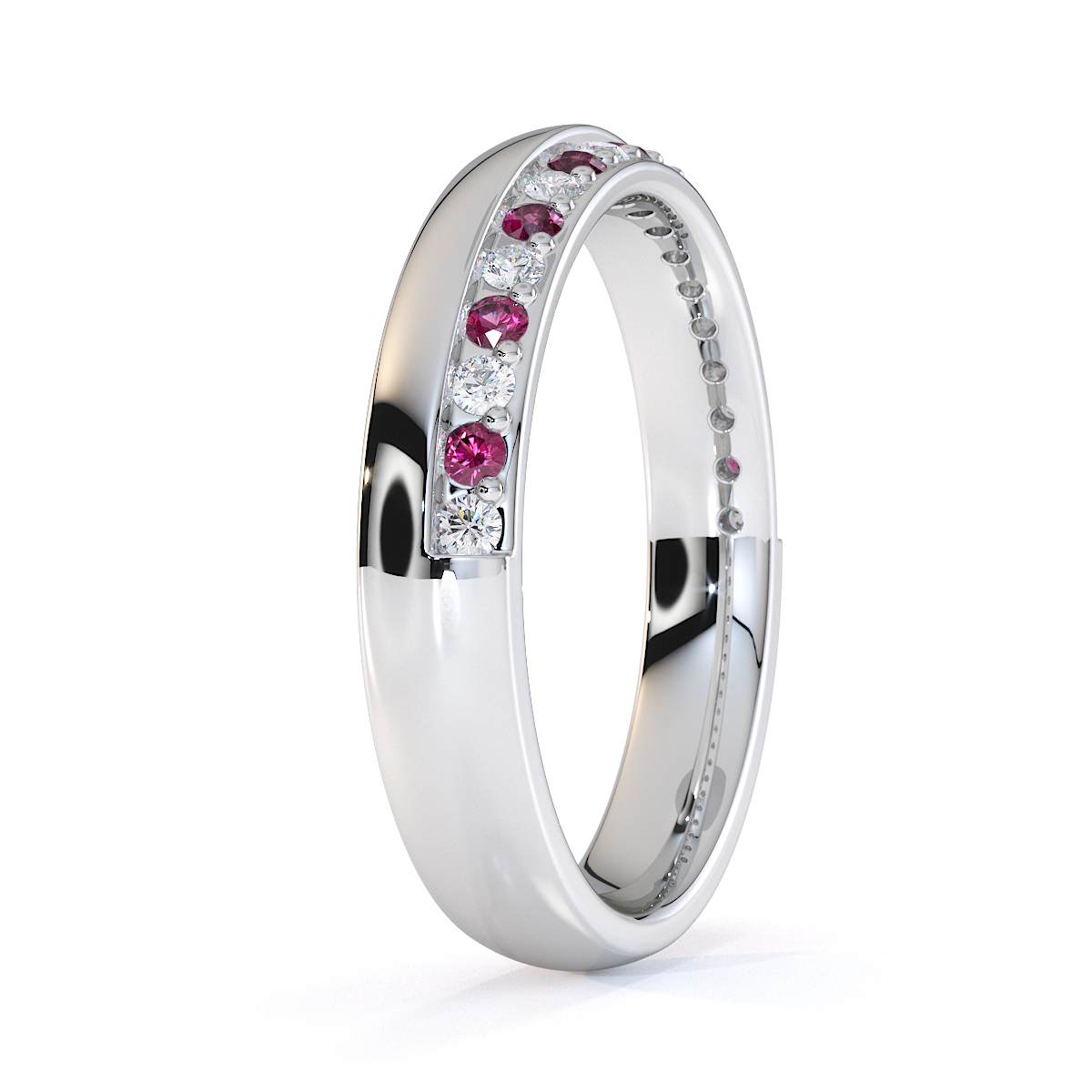 Gold / Platinum Pink Sapphire and Diamond Half Eternity Ring RZ1517