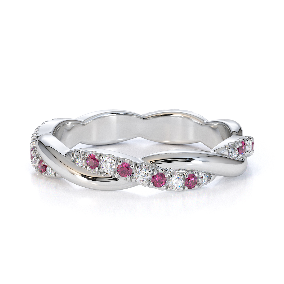 Gold / Platinum Pink Sapphire and Diamond Full Eternity Ring RZ1522
