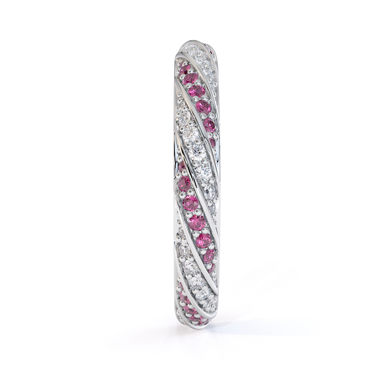 Gold / Platinum Pink Sapphire and Diamond Full Eternity Ring RZ1528