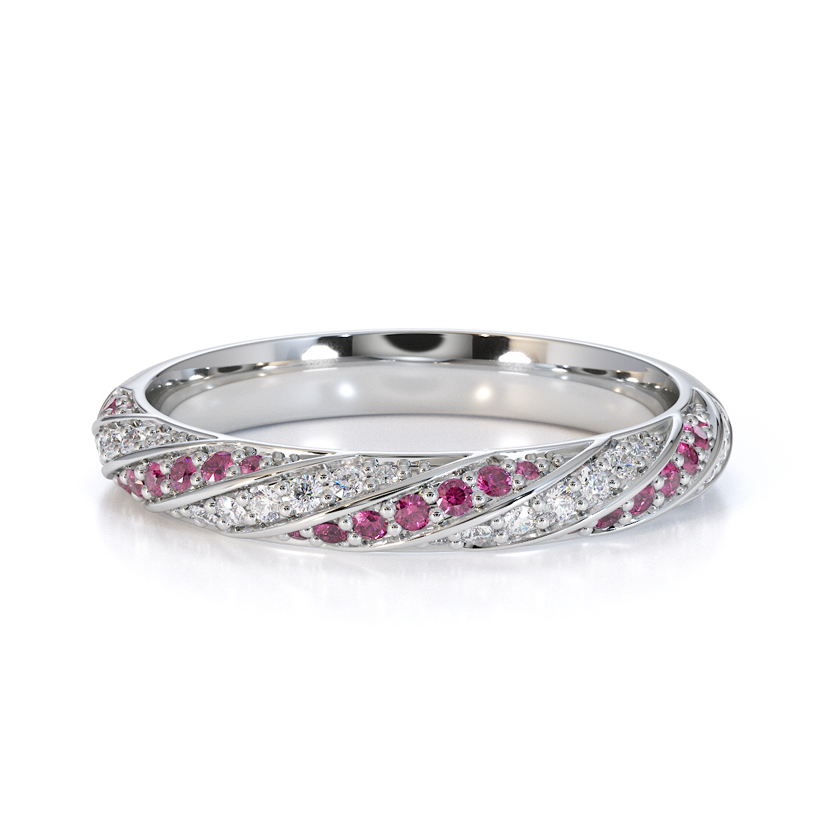 Gold / Platinum Pink Sapphire and Diamond Half Eternity Ring RZ1529