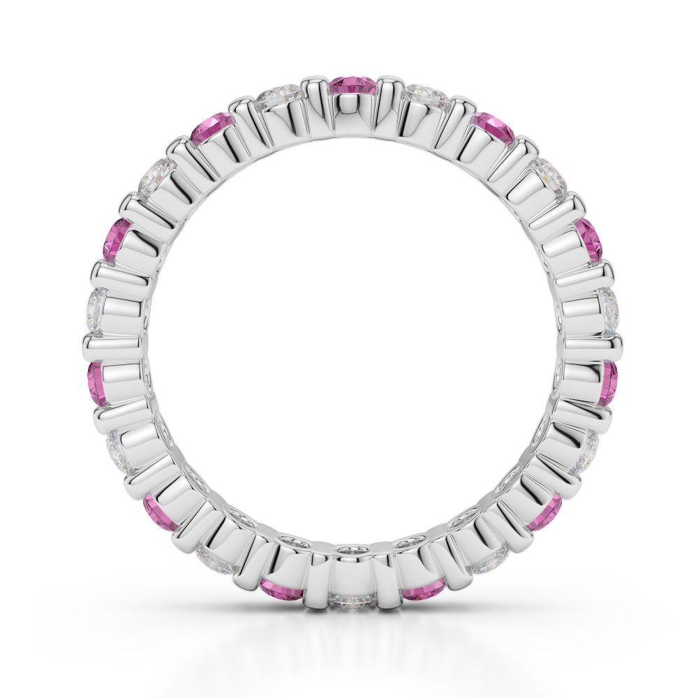 2.5 MM Gold / Platinum Round Cut Pink Sapphire and Diamond Full Eternity Ring AGDR-1093