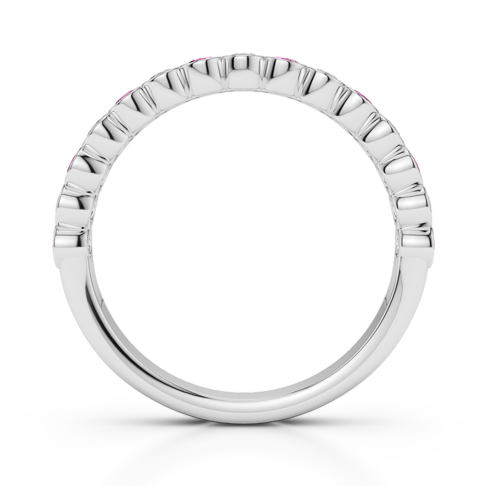2.5 MM Gold / Platinum Round Cut Pink Sapphire and Diamond Half Eternity Ring AGDR-1102