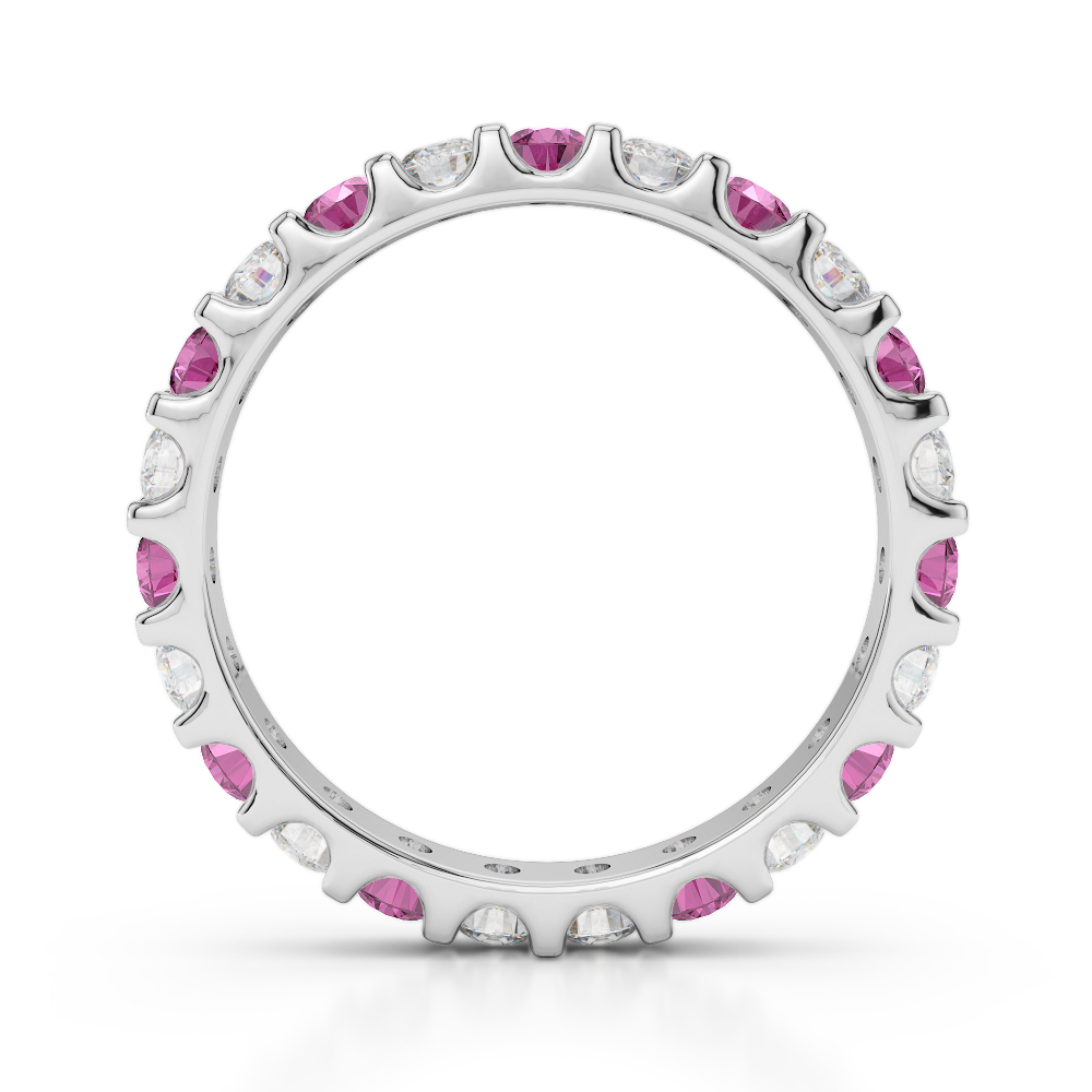 2.5 MM Gold / Platinum Round Cut Pink Sapphire and Diamond Full Eternity Ring AGDR-1105