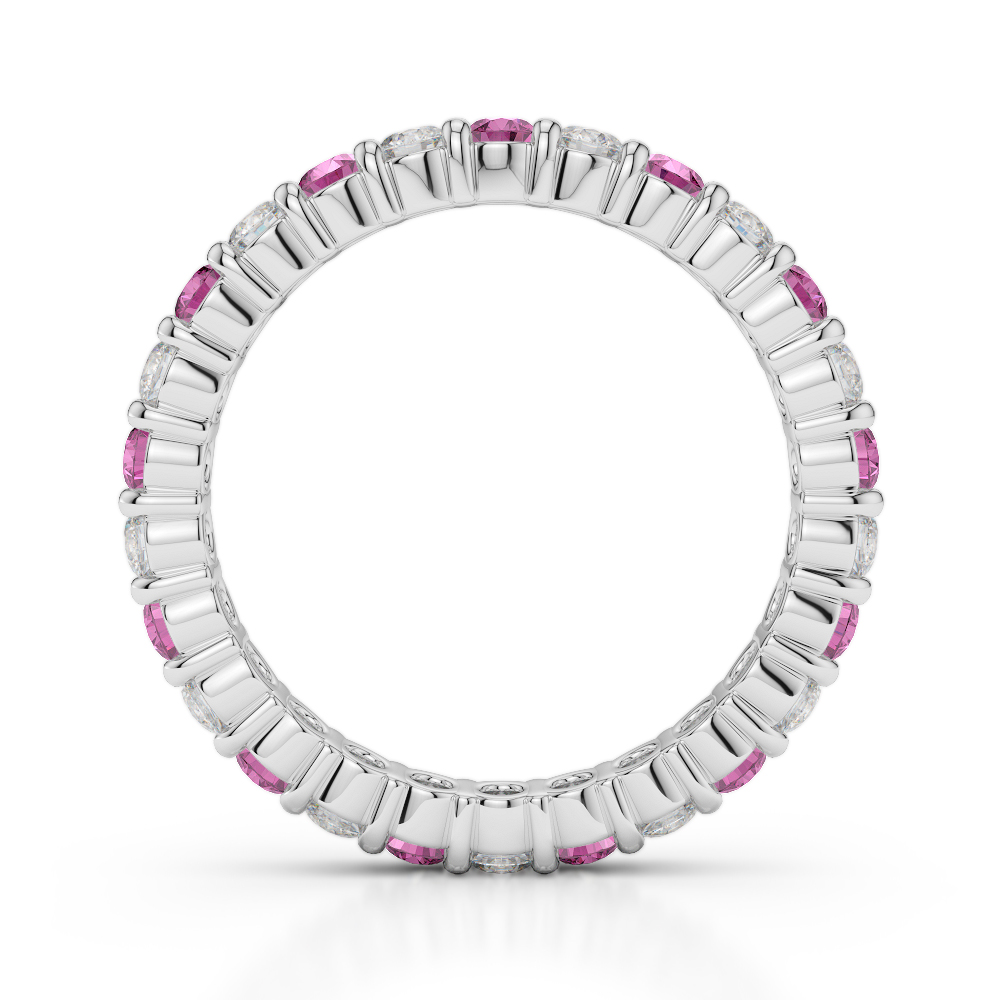 2.5 MM Gold / Platinum Round Cut Pink Sapphire and Diamond Full Eternity Ring AGDR-1111