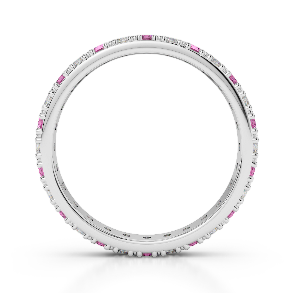 2.5 MM Gold / Platinum Round Cut Pink Sapphire and Diamond Full Eternity Ring AGDR-1127