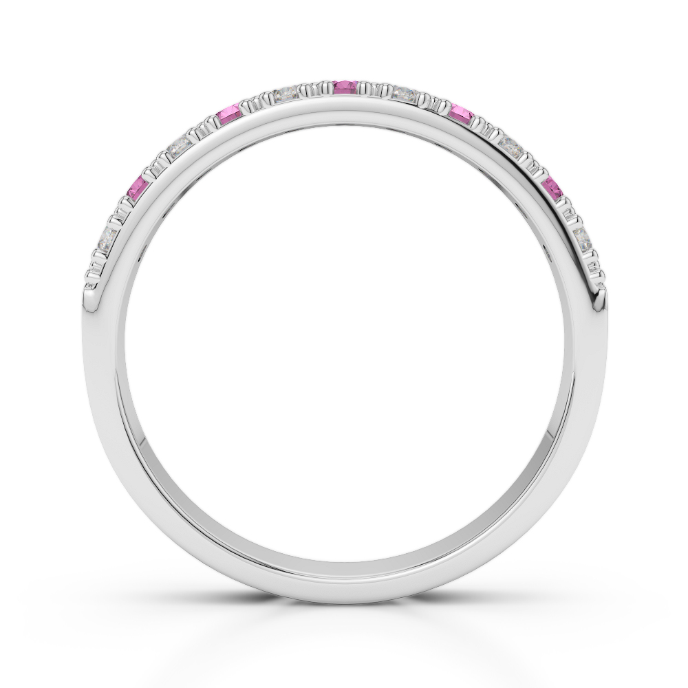 3 MM Gold / Platinum Round Cut Pink Sapphire and Diamond Half Eternity Ring AGDR-1130
