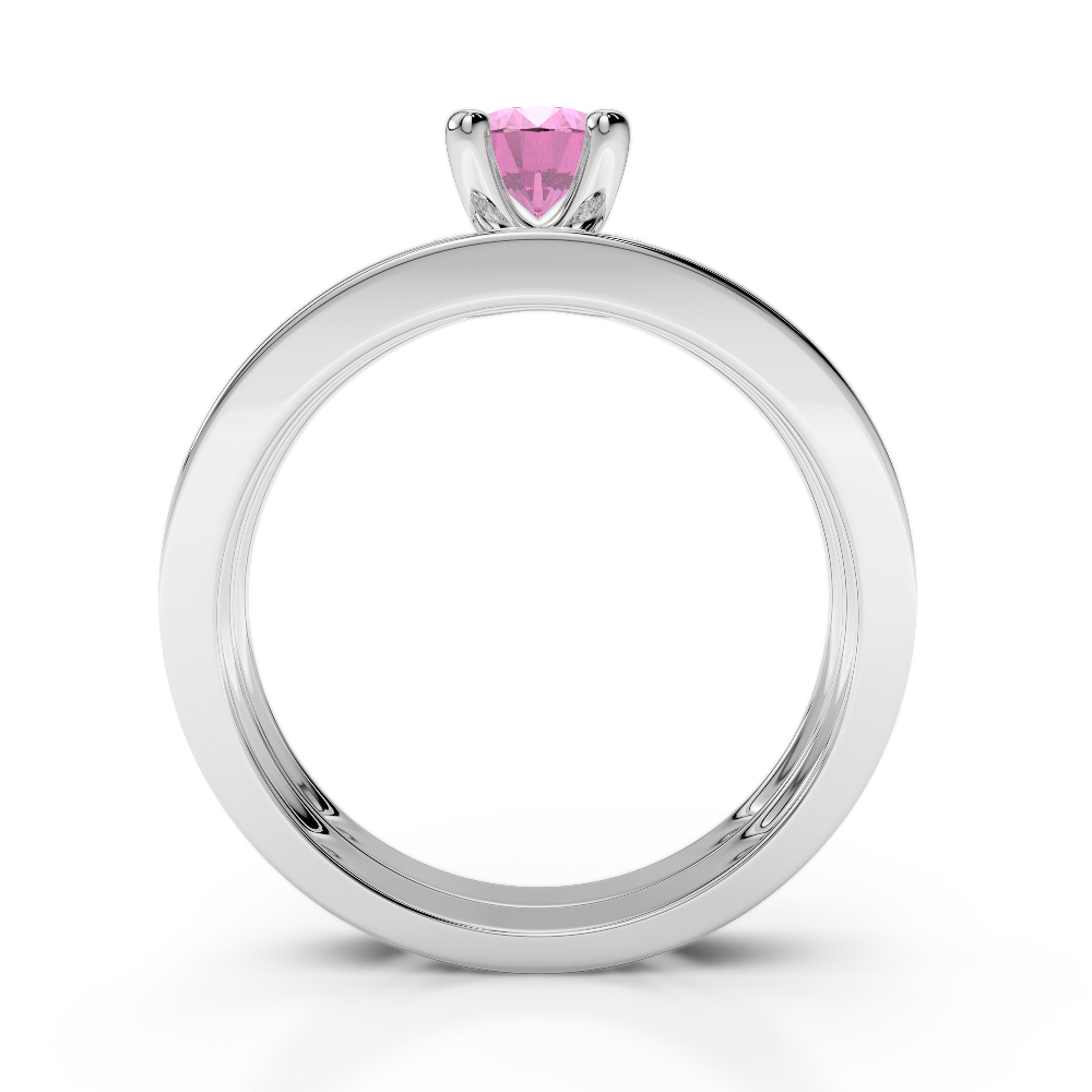 Gold / Platinum Round cut Pink Sapphire and Diamond Bridal Set Ring AGDR-1157
