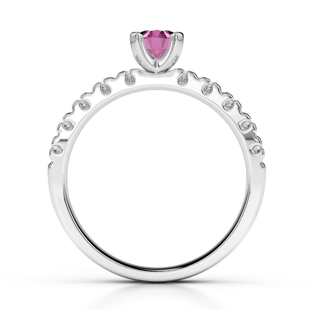 Gold / Platinum Round Cut Pink Sapphire and Diamond Engagement Ring AGDR-1171