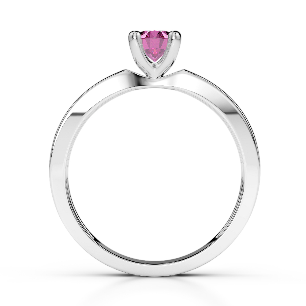 Gold / Platinum Round Cut Pink Sapphire and Diamond Engagement Ring AGDR-1184