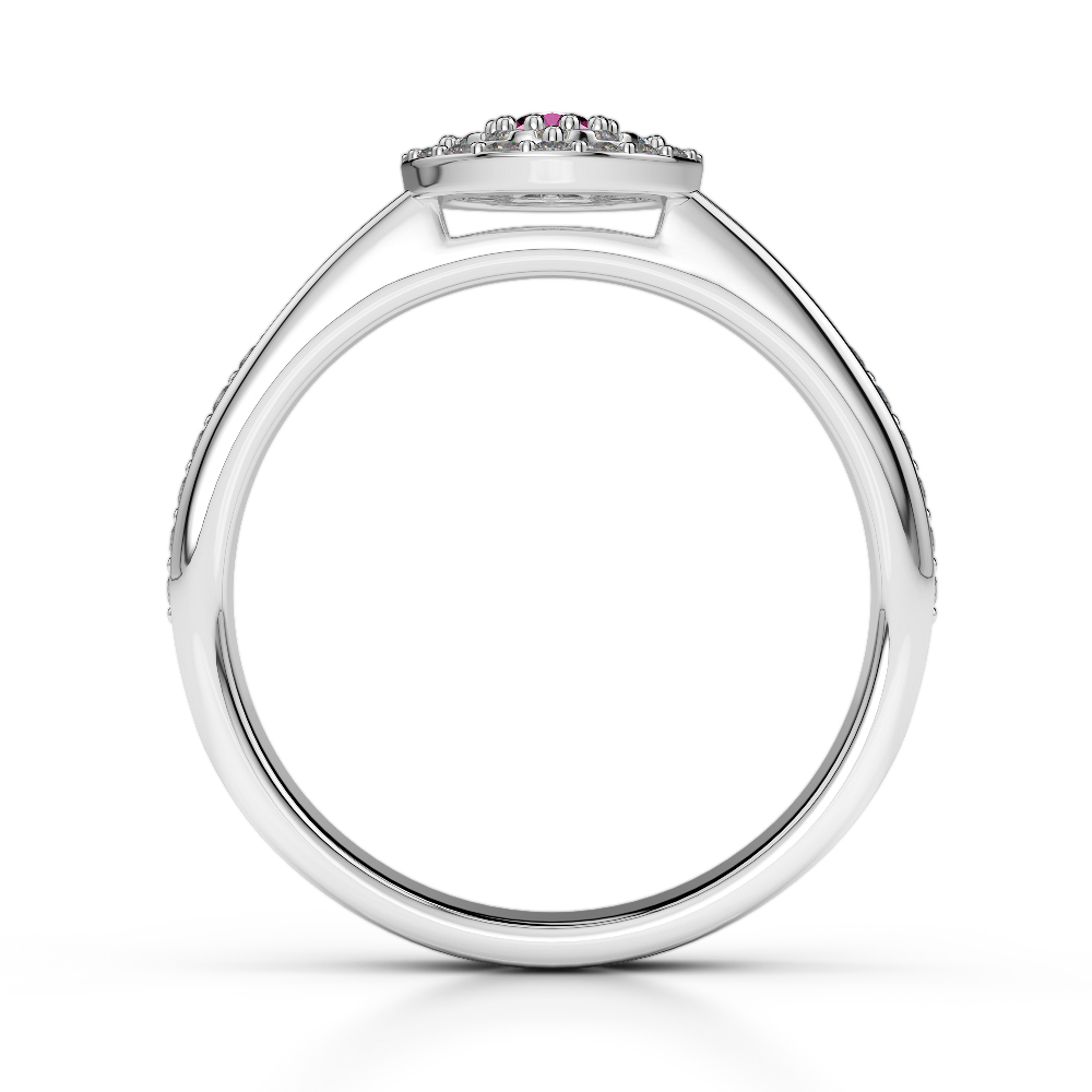 Gold / Platinum Round Cut Pink Sapphire and Diamond Engagement Ring AGDR-1188