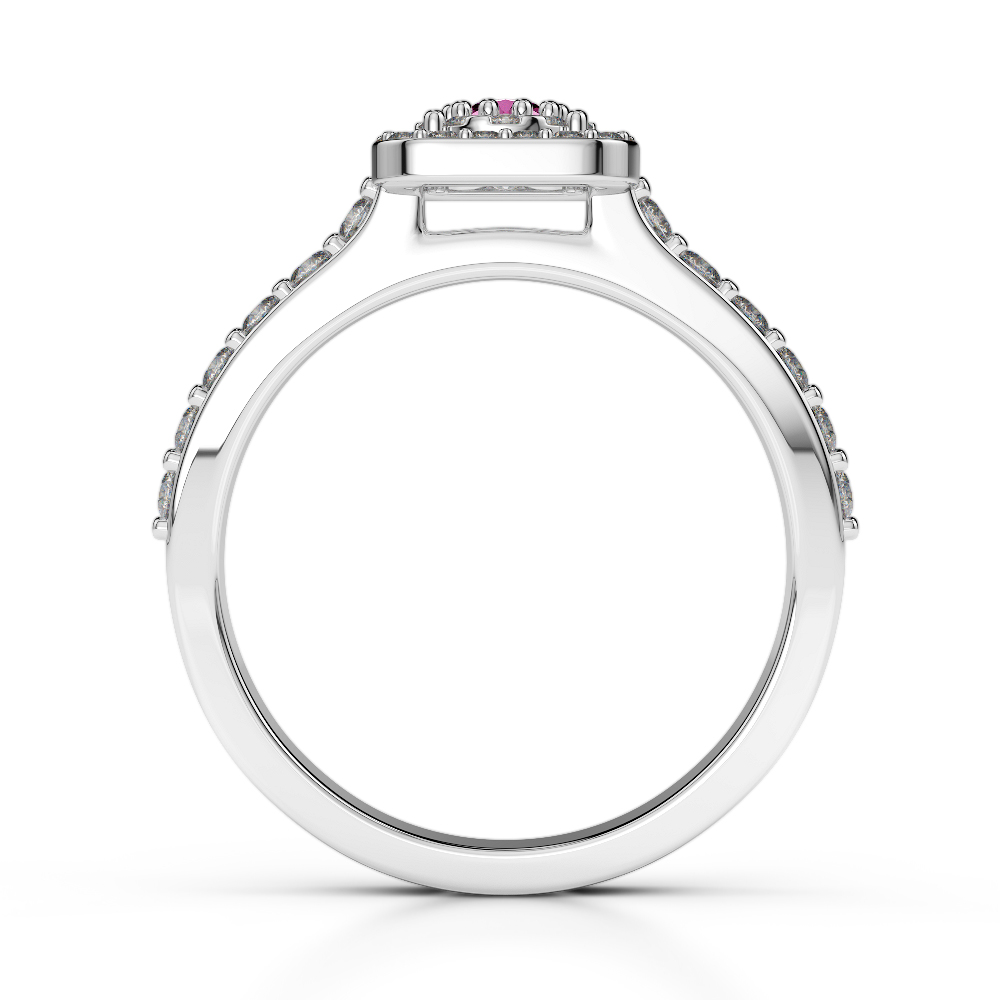 Gold / Platinum Round Cut Pink Sapphire and Diamond Engagement Ring AGDR-1189
