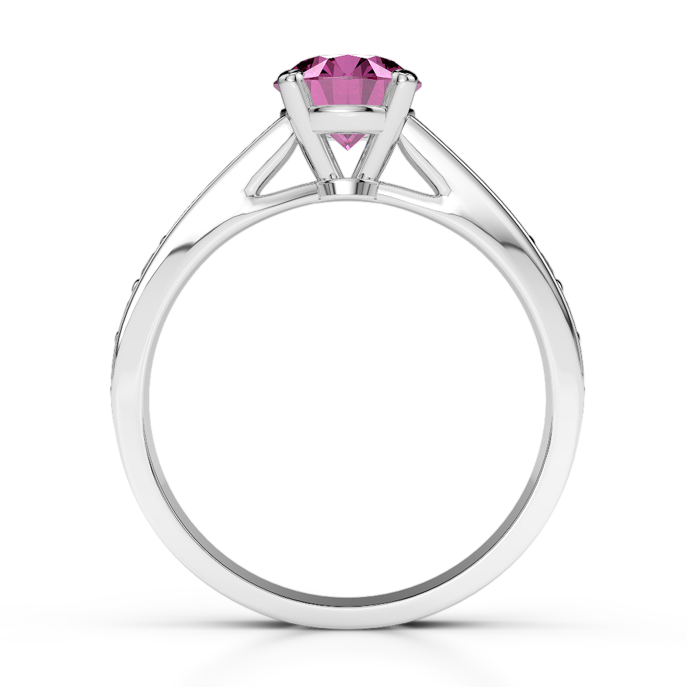 Gold / Platinum Round Cut Pink Sapphire and Diamond Engagement Ring AGDR-1202