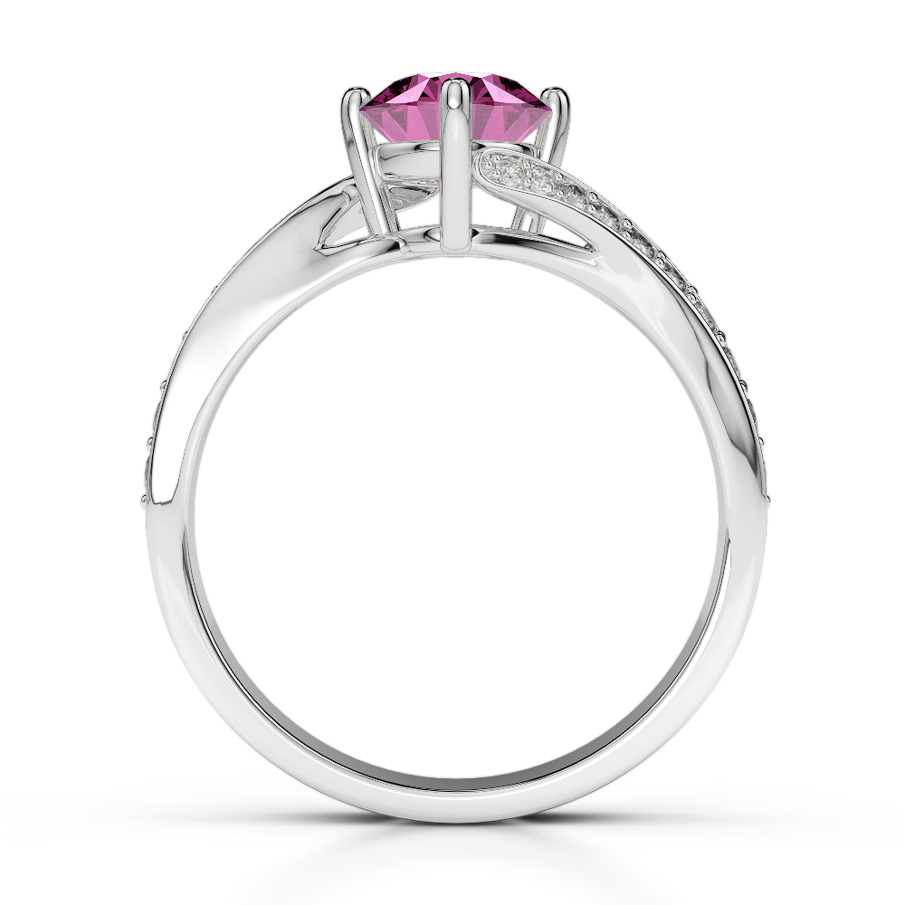 Gold / Platinum Round Cut Pink Sapphire and Diamond Engagement Ring AGDR-1207