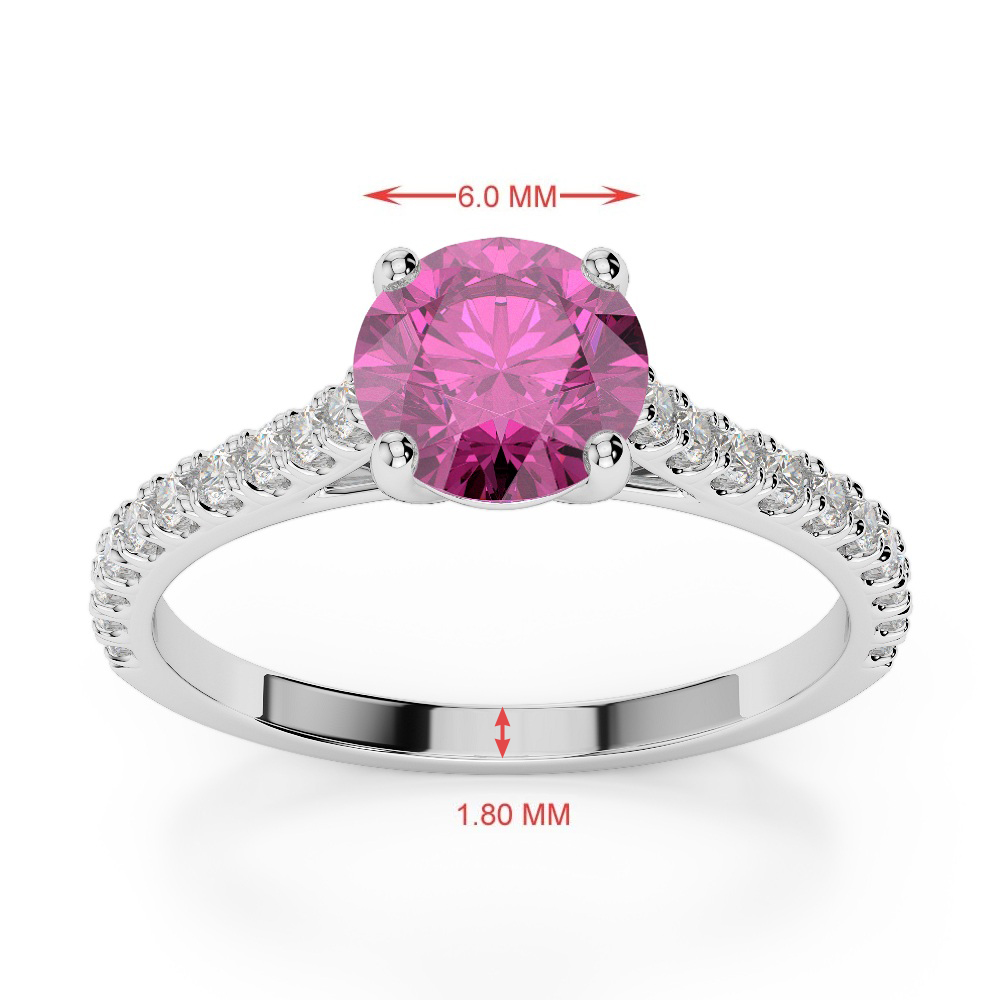 Gold / Platinum Round Cut Pink Sapphire and Diamond Engagement Ring AGDR-1213