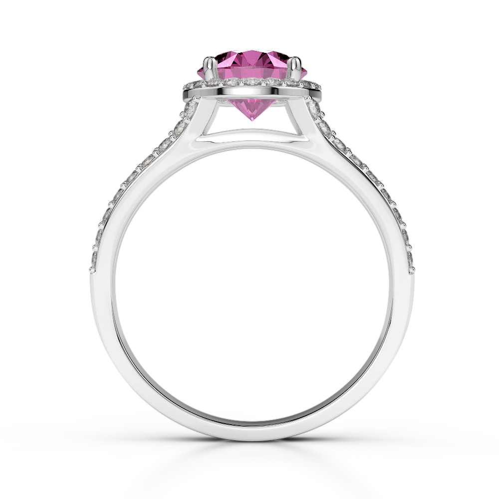 Gold / Platinum Round Cut Pink Sapphire and Diamond Engagement Ring AGDR-1220