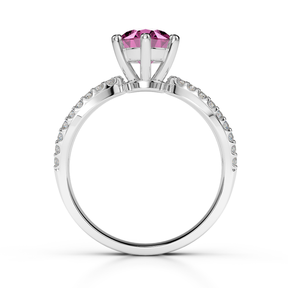 Gold / Platinum Round Cut Pink Sapphire and Diamond Engagement Ring AGDR-1223