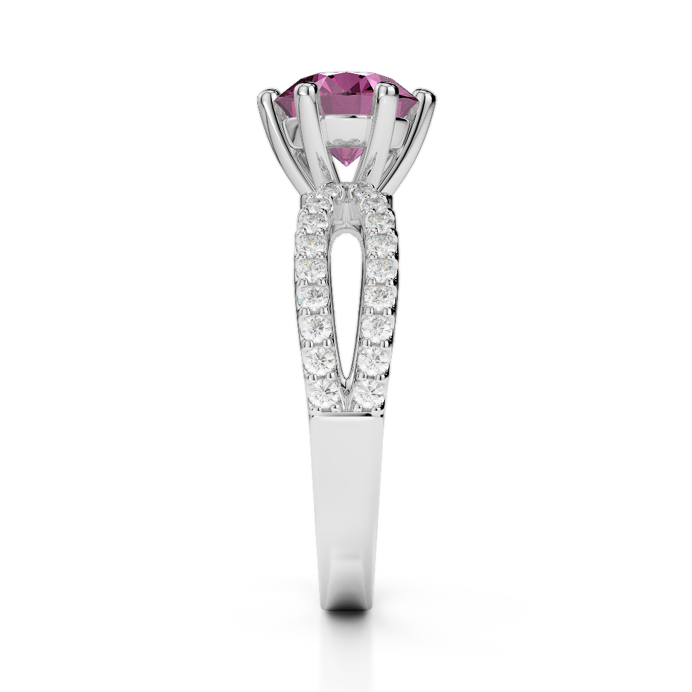Gold / Platinum Round Cut Pink Sapphire and Diamond Engagement Ring AGDR-1223