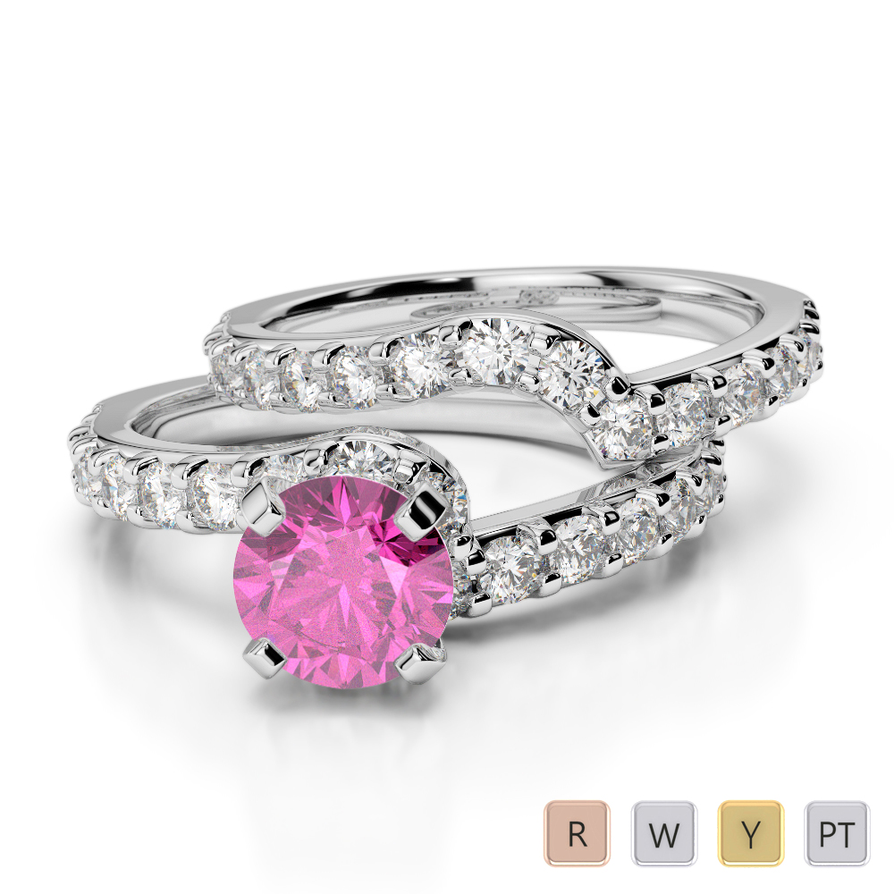 Pink sapphire bridal best sale set
