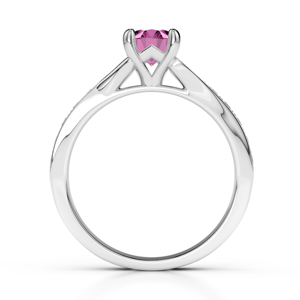 Gold / Platinum Round Cut Pink Sapphire and Diamond Engagement Ring AGDR-2012