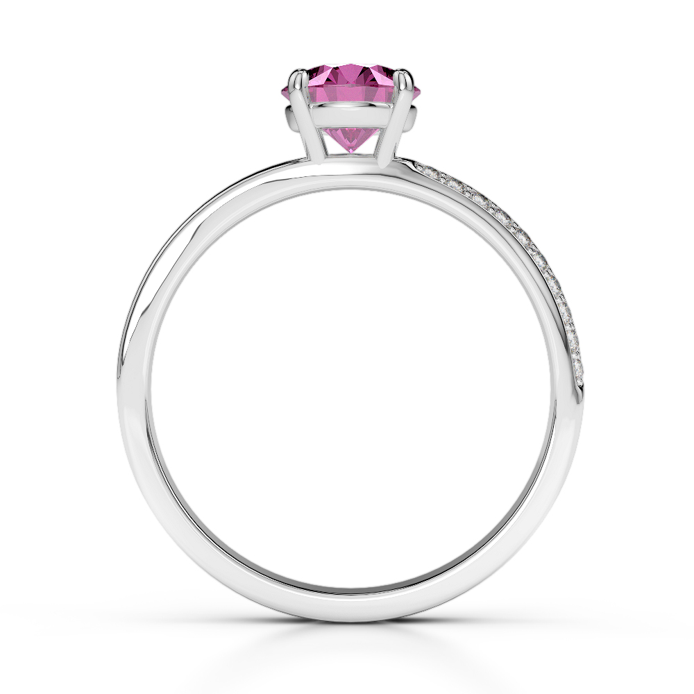 Gold / Platinum Round Cut Pink Sapphire and Diamond Engagement Ring AGDR-2016