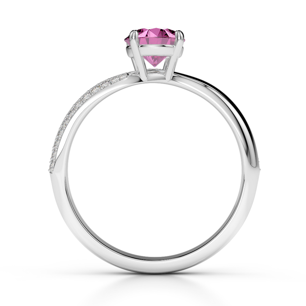 Gold / Platinum Round Cut Pink Sapphire and Diamond Engagement Ring AGDR-2018