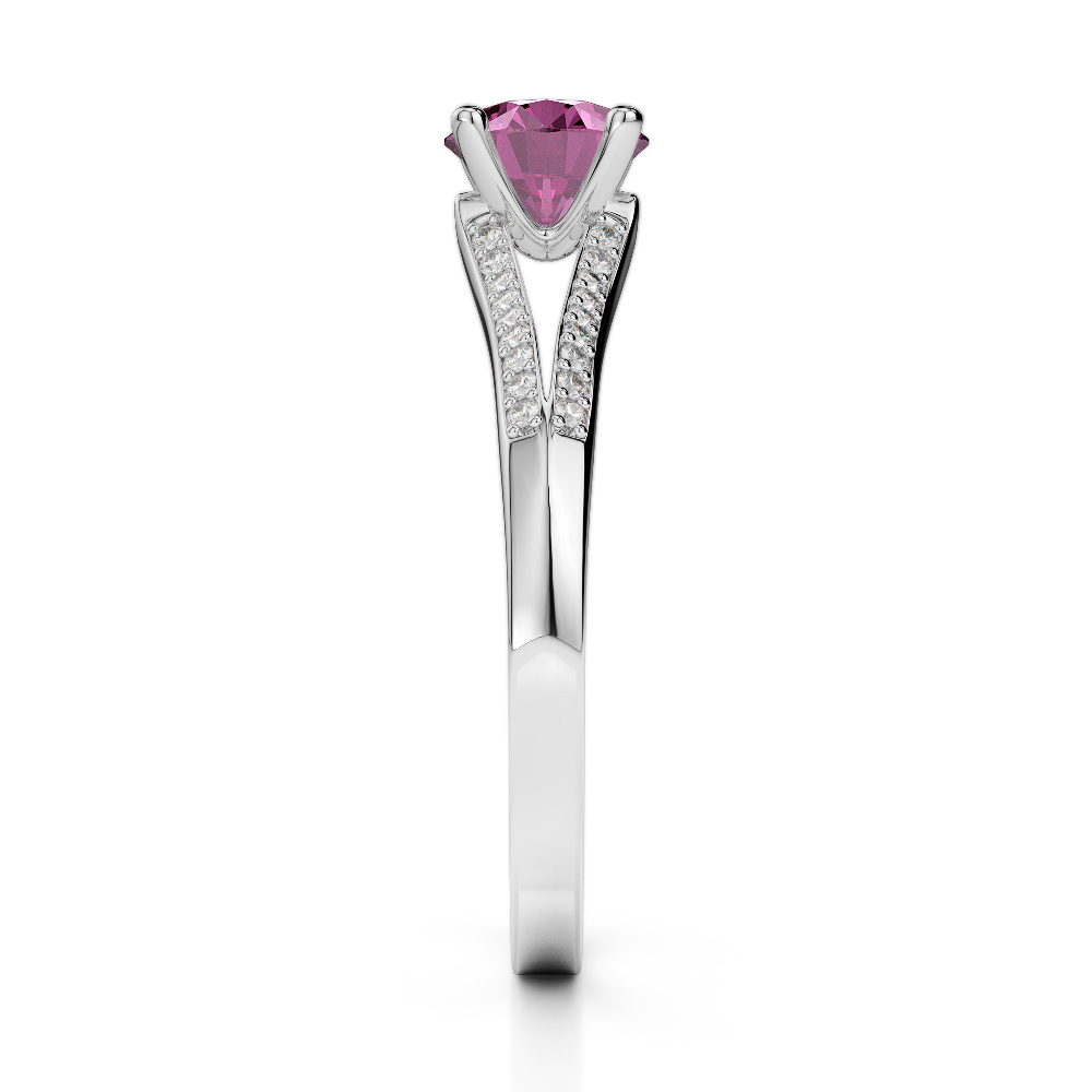Gold / Platinum Round Cut Pink Sapphire and Diamond Engagement Ring AGDR-2038
