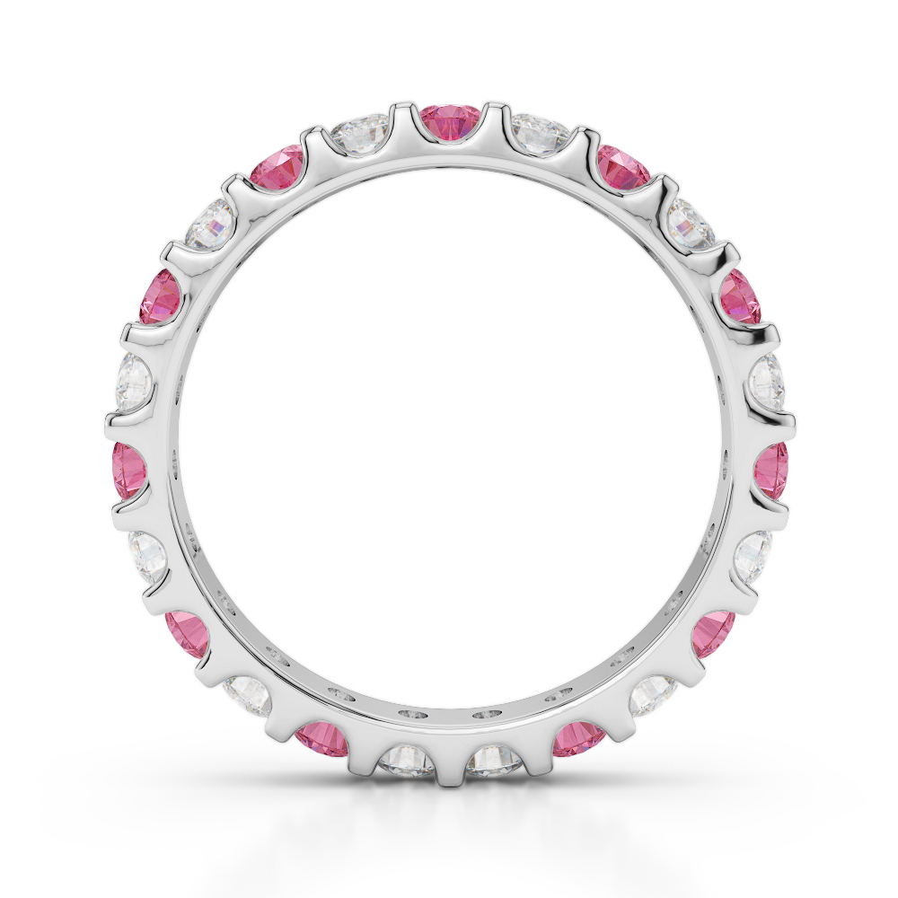 2.5 MM Gold / Platinum Round Cut Pink Tourmaline and Diamond Full Eternity Ring AGDR-1105