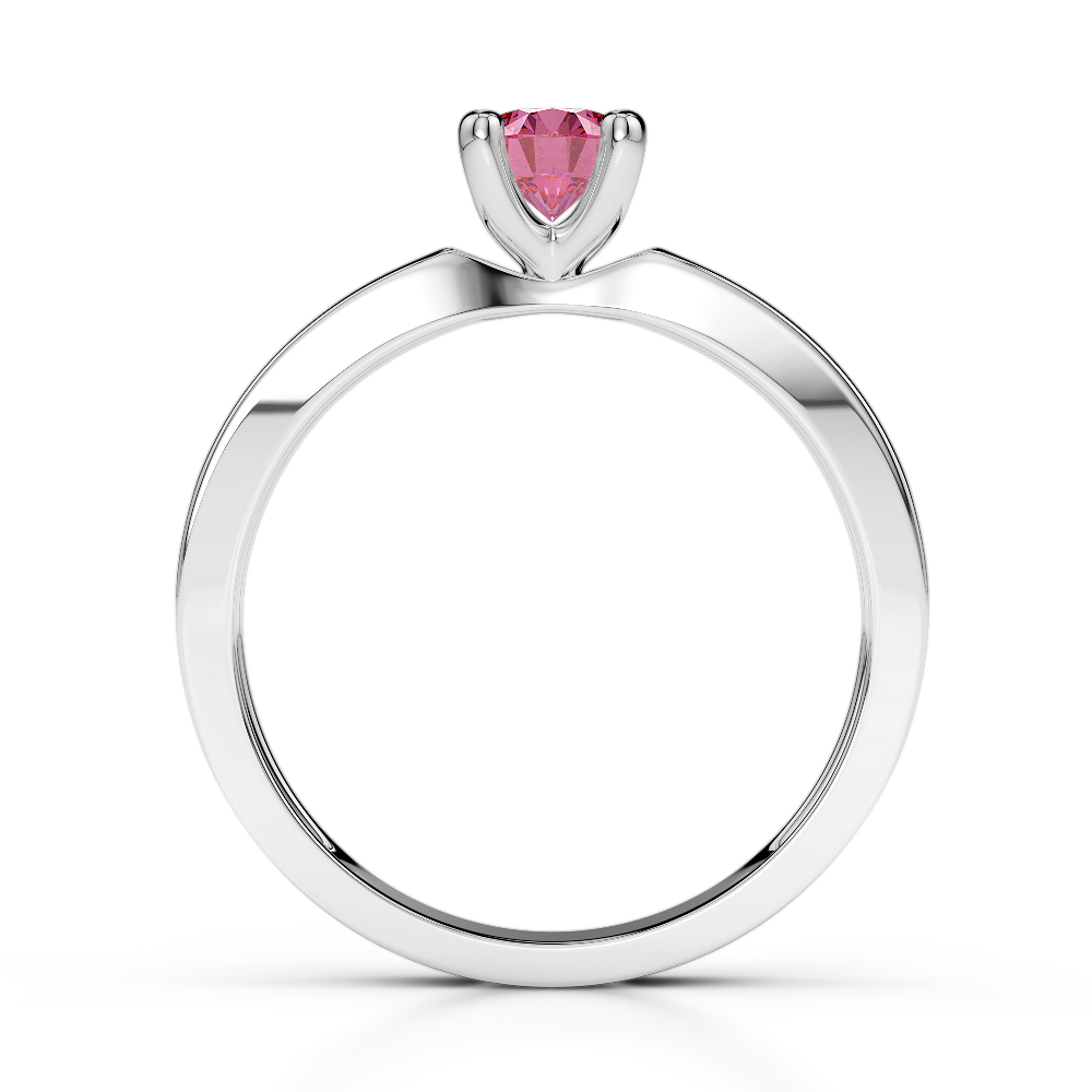Gold / Platinum Round Cut Pink Tourmaline and Diamond Engagement Ring AGDR-1184