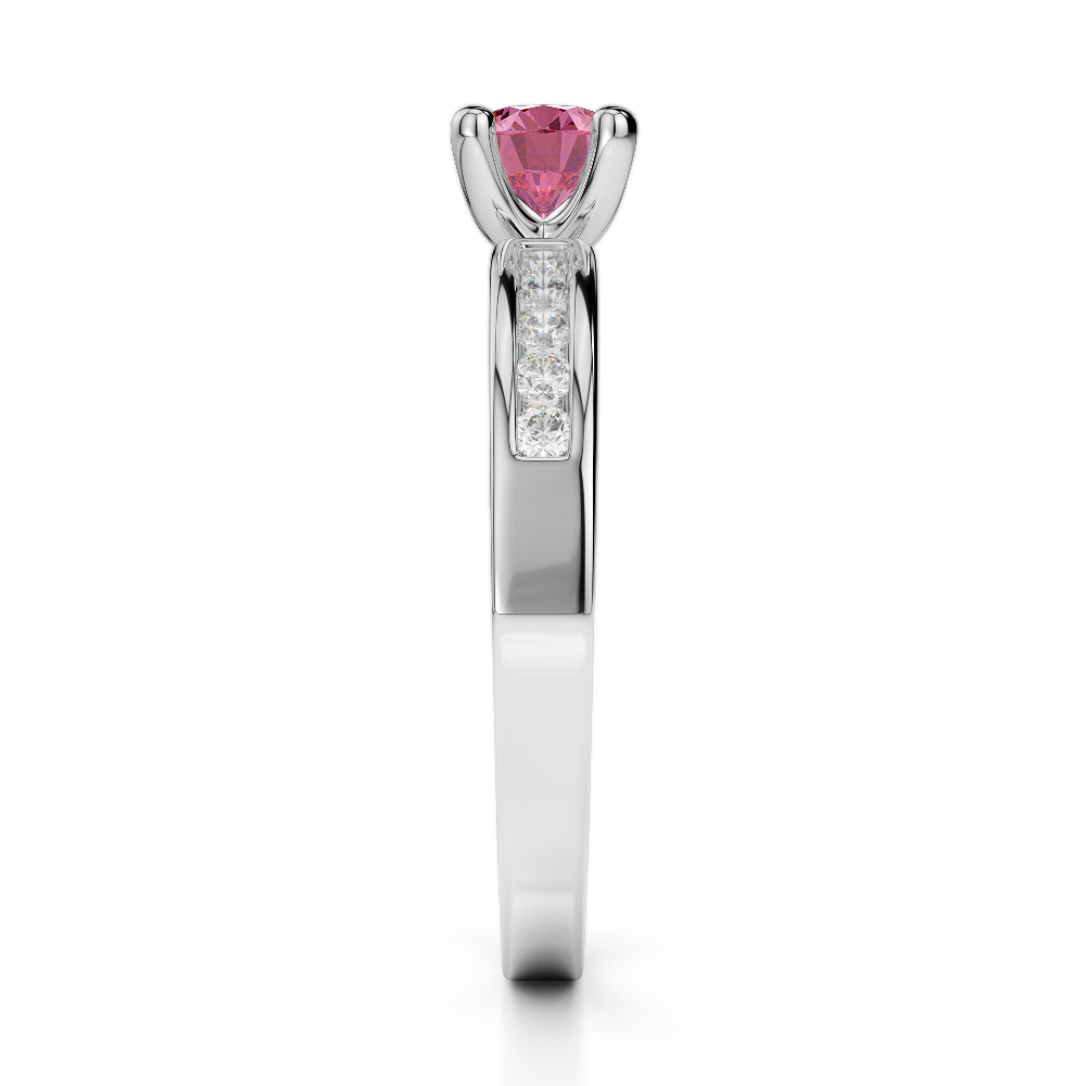 Gold / Platinum Round Cut Pink Tourmaline and Diamond Engagement Ring AGDR-1184