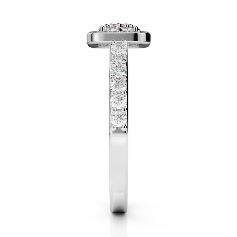 Gold / Platinum Round Cut Pink Tourmaline and Diamond Engagement Ring AGDR-1189