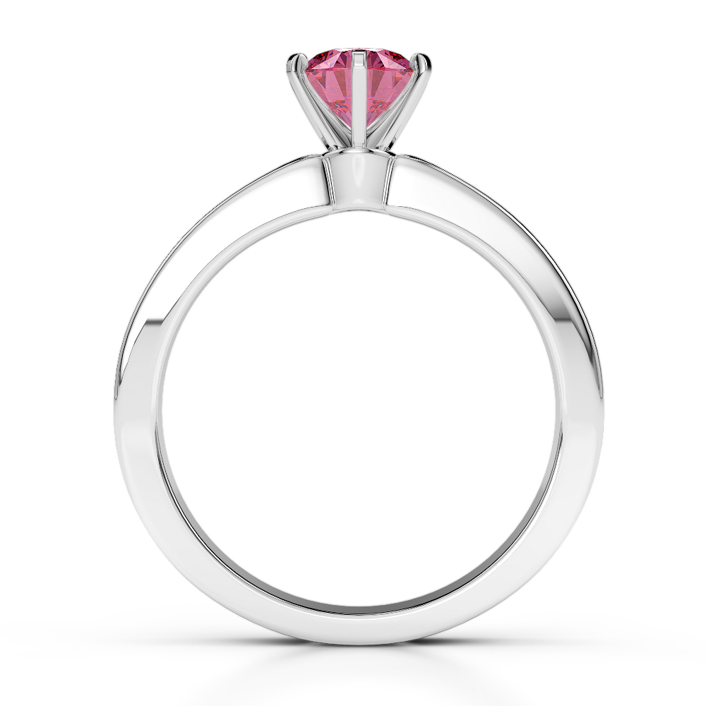 Gold / Platinum Round Cut Pink Tourmaline and Diamond Engagement Ring AGDR-1214
