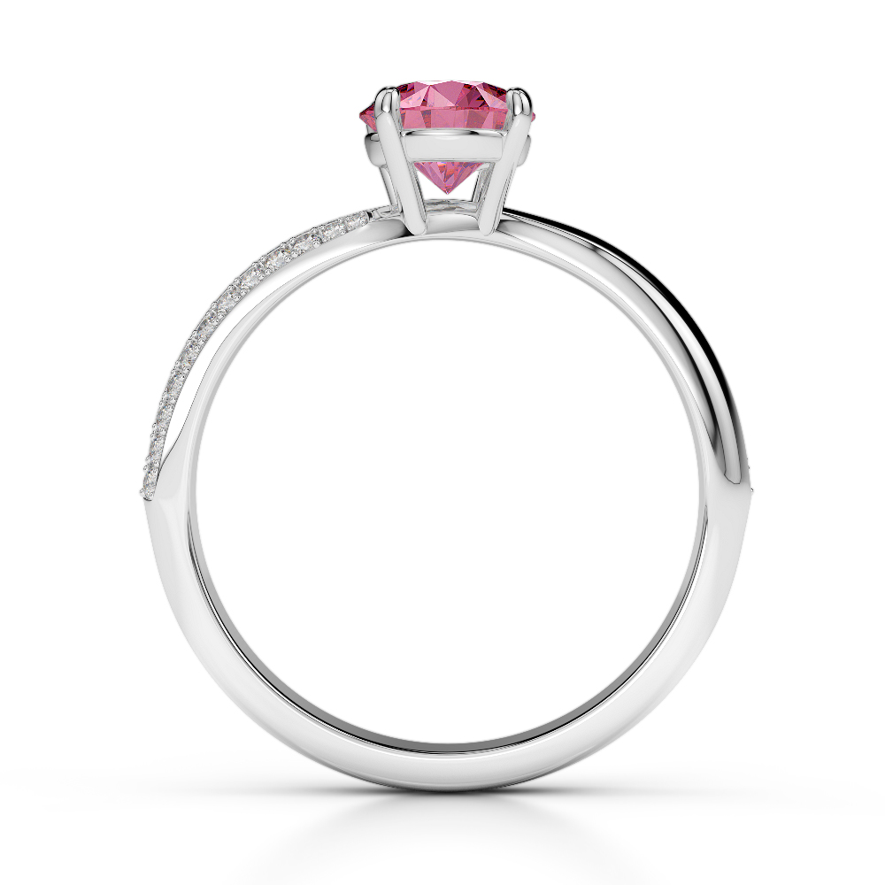 Gold / Platinum Round Cut Pink Tourmaline and Diamond Engagement Ring AGDR-2018