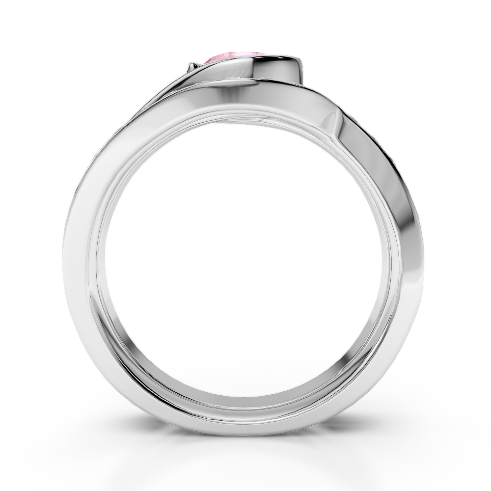 Gold / Platinum Round cut Pink Tourmaline and Diamond Bridal Set Ring AGDR-2019