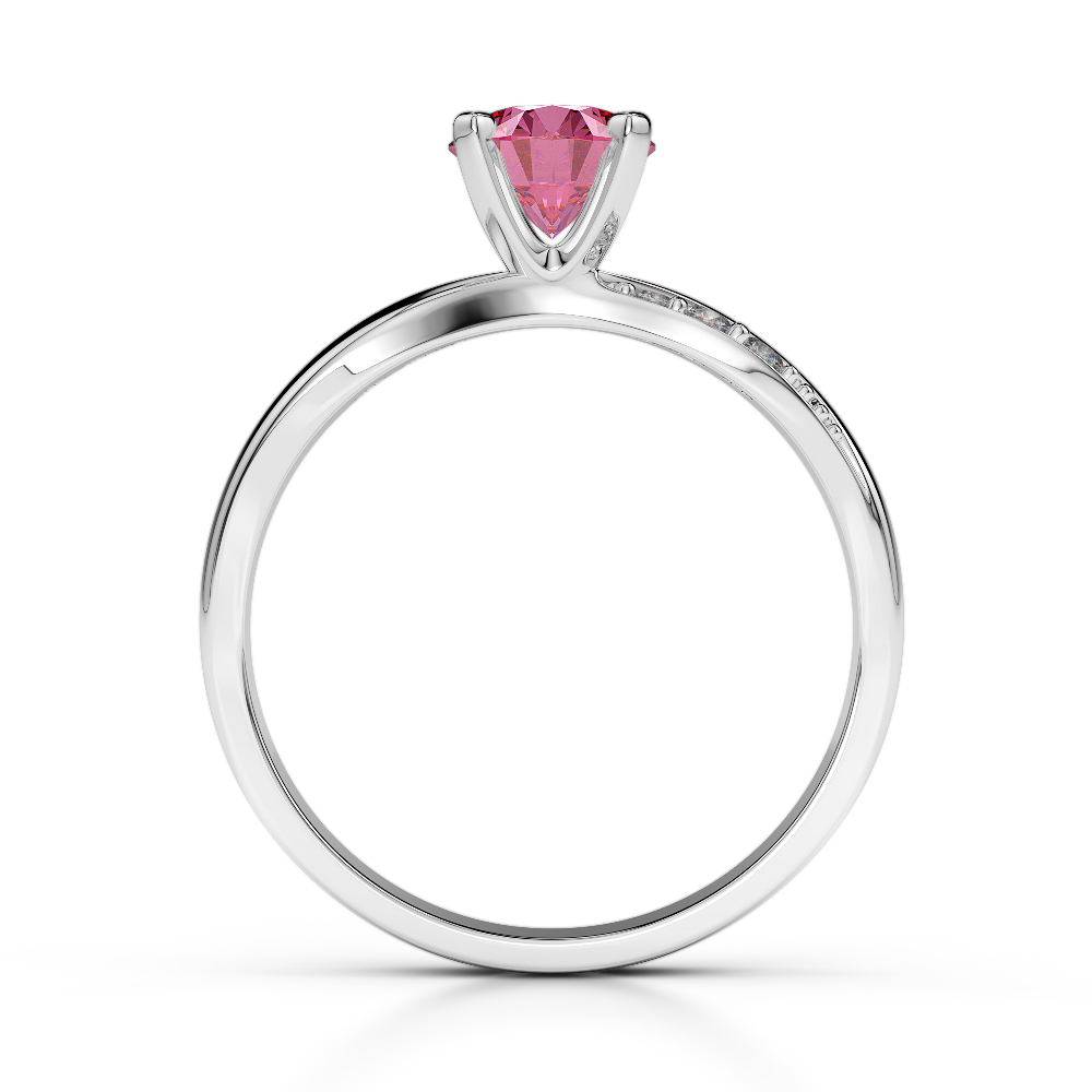 Gold / Platinum Round Cut Pink Tourmaline and Diamond Engagement Ring AGDR-2024