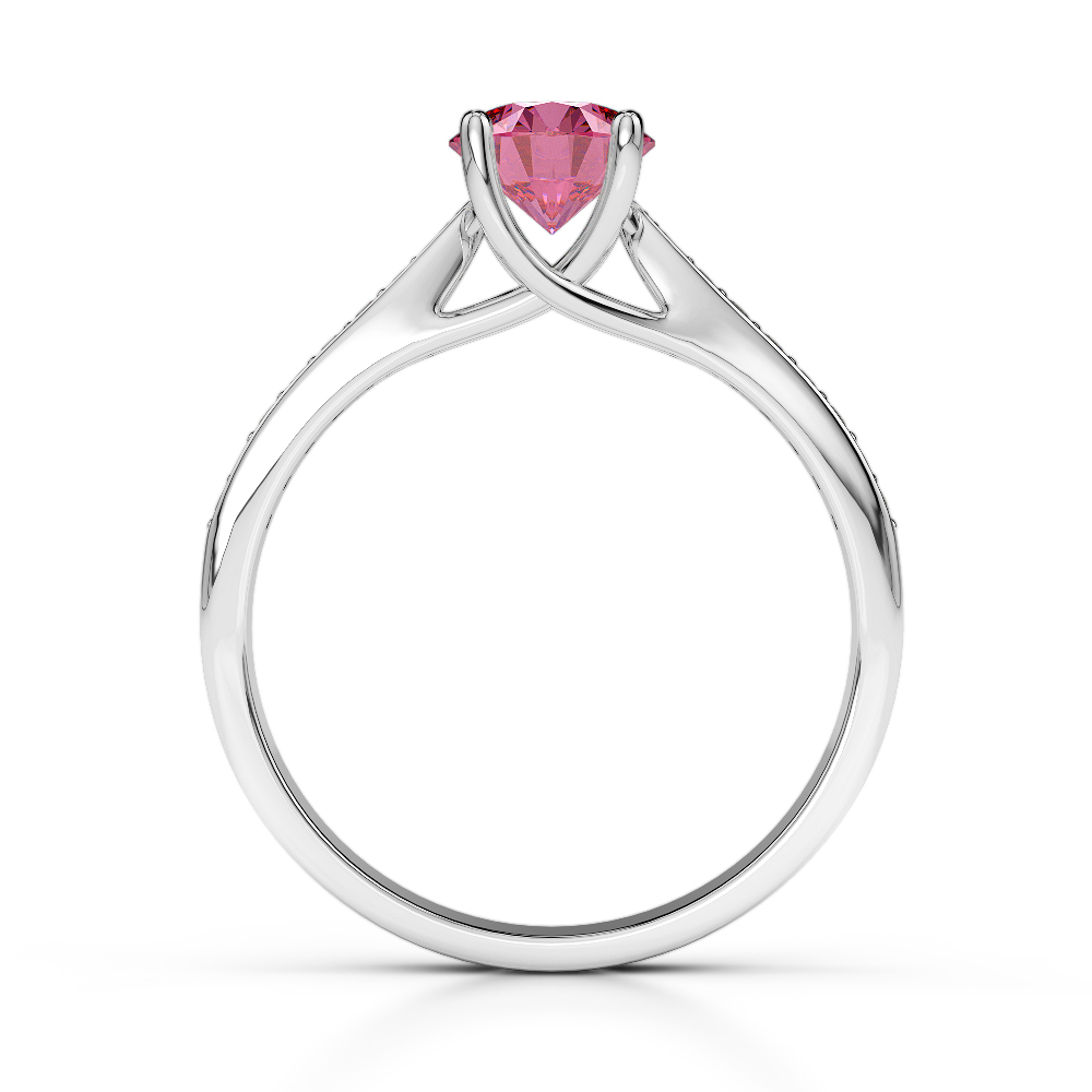 Gold / Platinum Round Cut Pink Tourmaline and Diamond Engagement Ring AGDR-2054