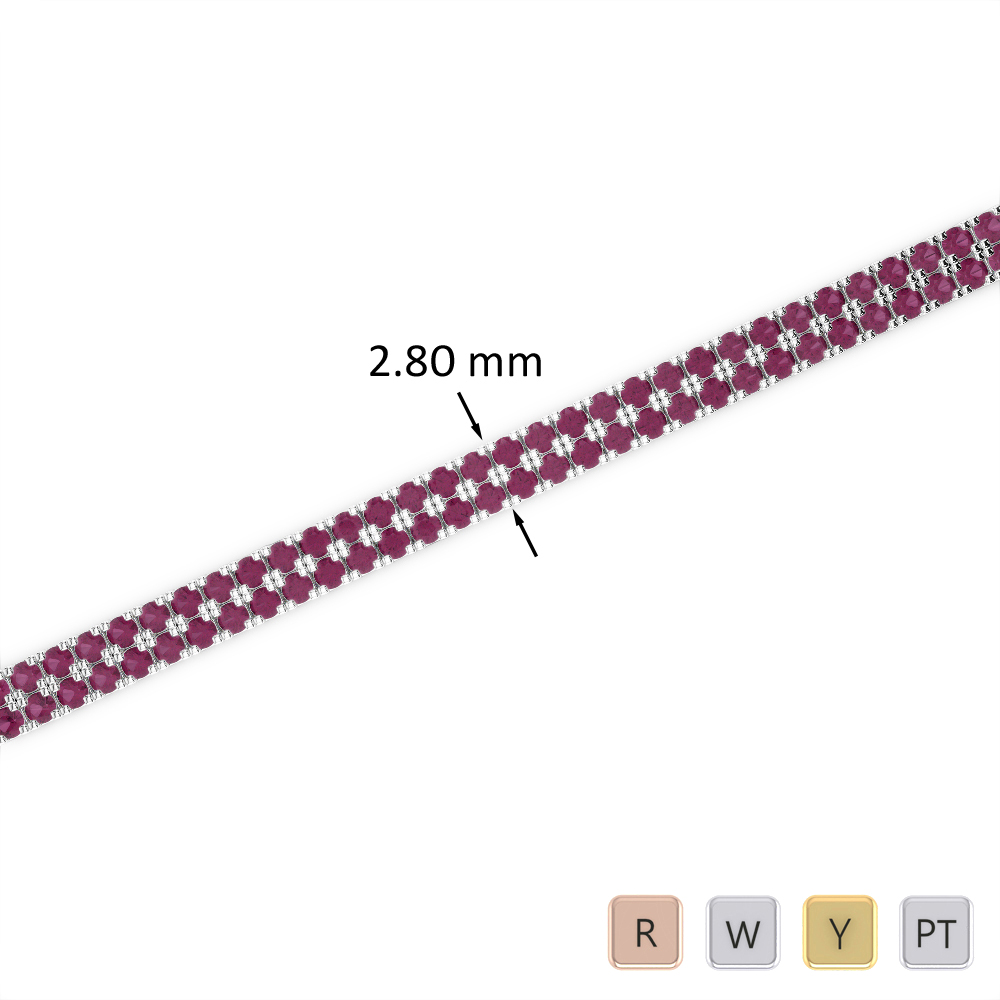 3 Ct Ruby Bracelet in Gold/Platinum AGBRL-1041