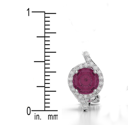 Prong Set Ruby Earrings With Diamond in Gold / Platinum AGER-1076
