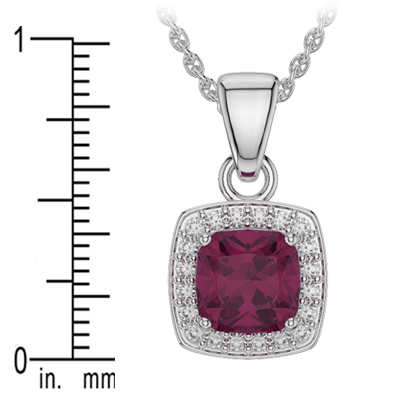 Cushion Shape Ruby and Diamond Necklaces in Gold / Platinum AGDNC-1061