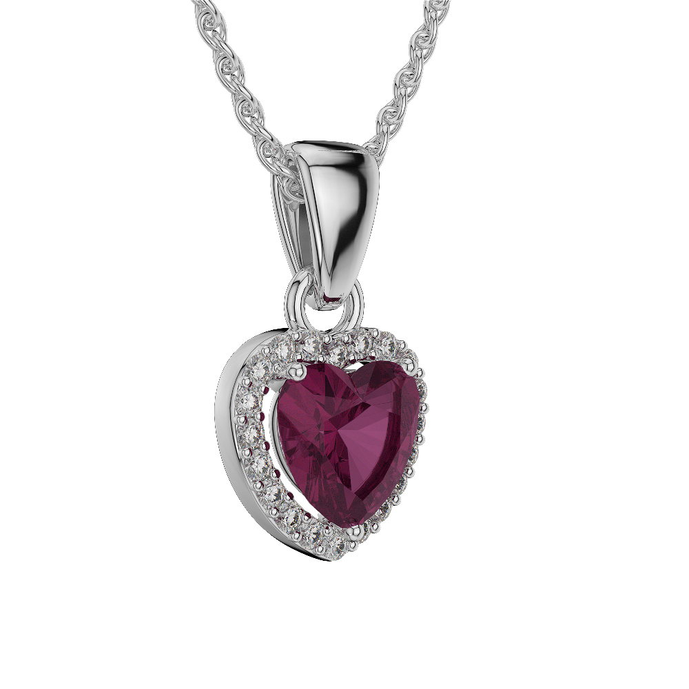 Heart Shape Ruby and Diamond Necklaces in Gold / Platinum AGDNC-1064