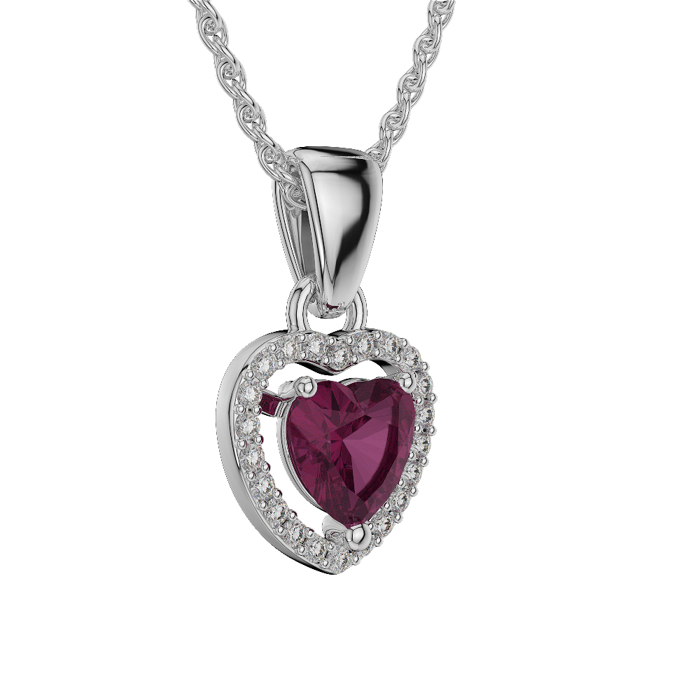 Heart Shape Ruby and Diamond Necklaces in Gold / Platinum AGDNC-1066