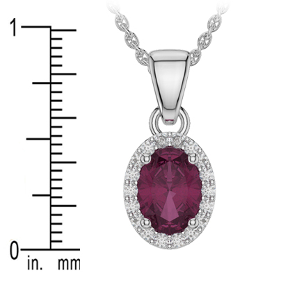 Oval Shape Ruby and Diamond Necklaces in Gold / Platinum AGDNC-1070