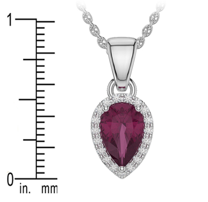 Pear Shape Ruby and Diamond Necklaces in Gold / Platinum AGDNC-1074