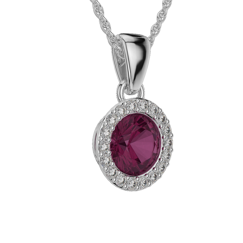 Round Shape Ruby and Diamond Necklaces in Gold / Platinum AGDNC-1075