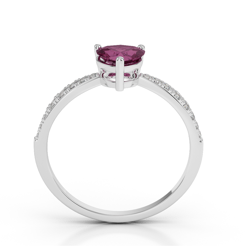 Gold / Platinum Heart Shape Ruby and Diamond Ring AGDR-1064
