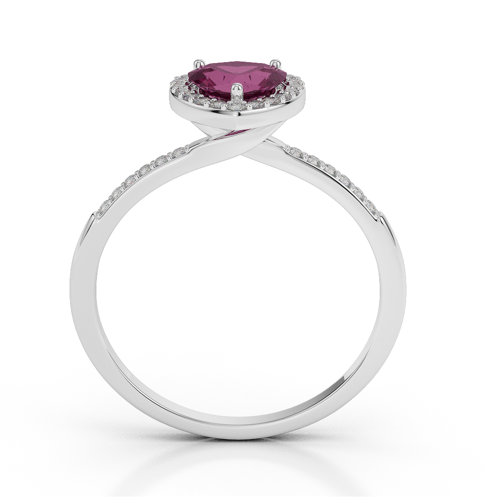 Gold / Platinum Heart Shape Ruby and Diamond Ring AGDR-1065