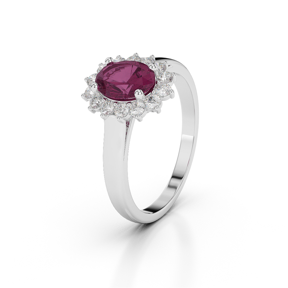 Gold / Platinum Oval Shape Ruby and Diamond Ring AGDR-1071