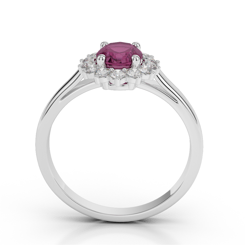 Gold / Platinum Oval Shape Ruby and Diamond Ring AGDR-1071
